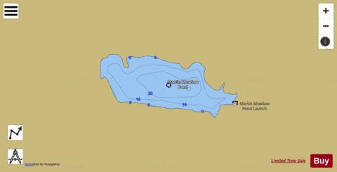 Martin Meadow Pond depth contour Map - i-Boating App