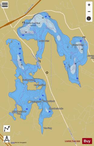 Massabesic Lake depth contour Map - i-Boating App
