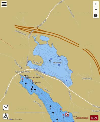 Otter Pond depth contour Map - i-Boating App