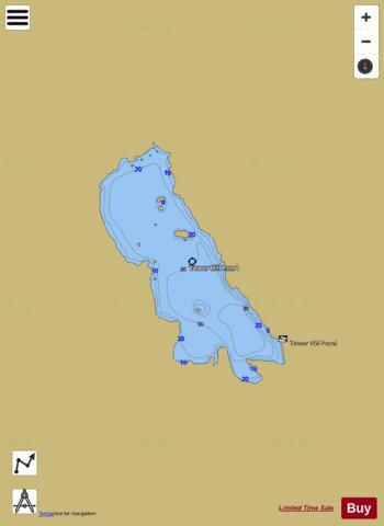 Tower Hill Pond depth contour Map - i-Boating App