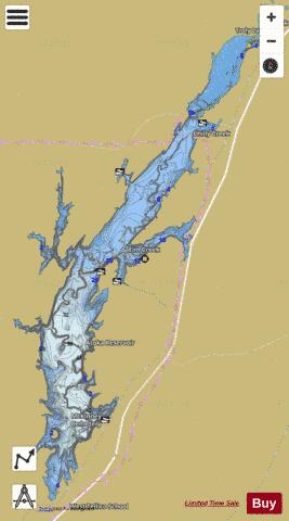 Atoka Reservoir depth contour Map - i-Boating App