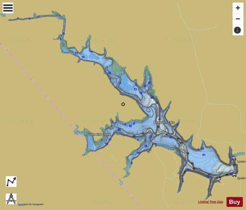 Bluestem Lake depth contour Map - i-Boating App