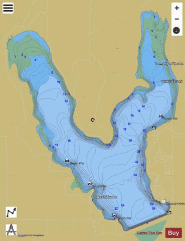 Lake Chickasha depth contour Map - i-Boating App