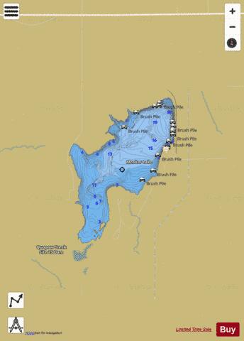 Meeker Lake depth contour Map - i-Boating App