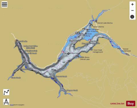 Detroit Lake depth contour Map - i-Boating App