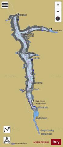 Cougar Reservoir depth contour Map - i-Boating App