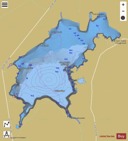 Crane Prairie Reservoir depth contour Map - i-Boating App