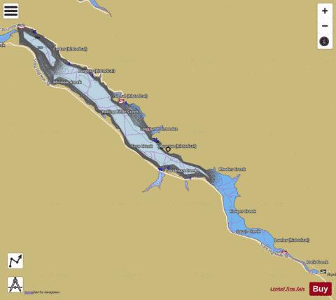 Lookout Point Lake depth contour Map - i-Boating App
