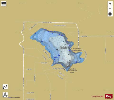Pine Hollow Reservoir depth contour Map - i-Boating App
