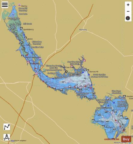 Lake Marion & Moultrie depth contour Map - i-Boating App