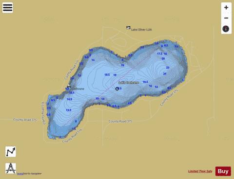 Cochrane depth contour Map - i-Boating App