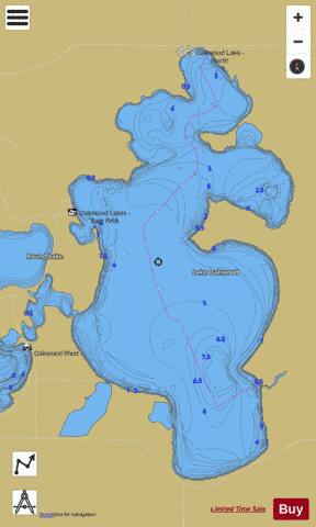 Oakwood East depth contour Map - i-Boating App