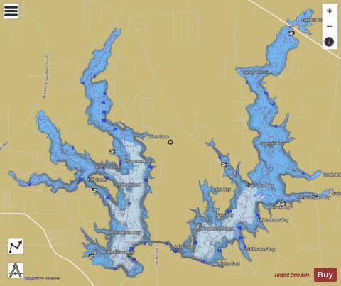 Lake Tyler depth contour Map - i-Boating App