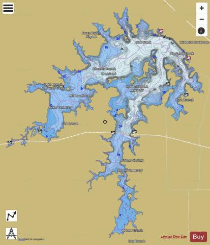 HubbardCreek depth contour Map - i-Boating App