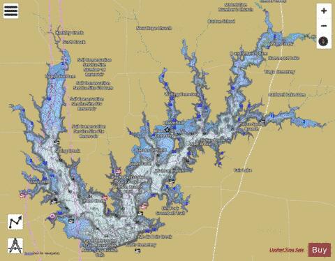 Lake Ray Roberts depth contour Map - i-Boating App
