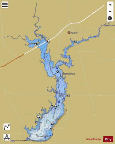 Texana depth contour Map - i-Boating App