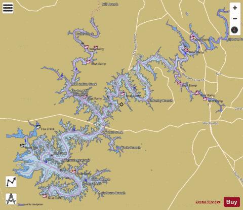 Wedowee Lake / RL Harris Reservoir depth contour Map - i-Boating App