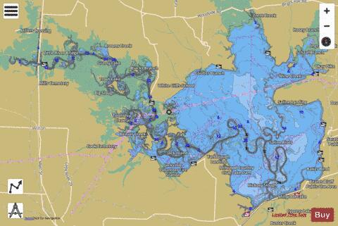 Millwood Lake depth contour Map - i-Boating App