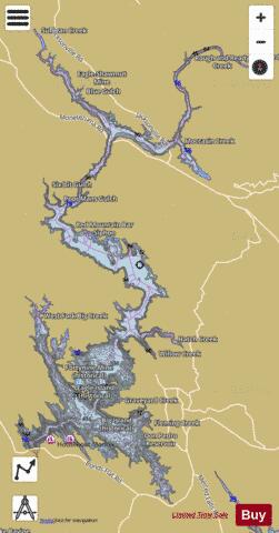 Don Pedro Reservoir depth contour Map - i-Boating App