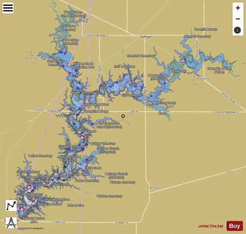 Lake Shelbyville depth contour Map - i-Boating App