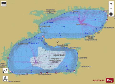 Red Lake(Upper / Lower) depth contour Map - i-Boating App