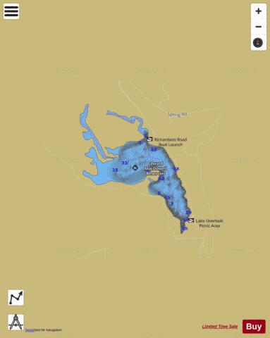 Edward MacDowell Reservoir depth contour Map - i-Boating App