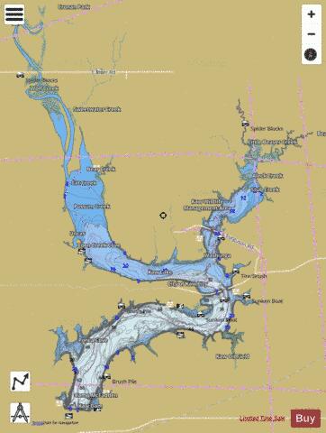 Kaw Lake depth contour Map - i-Boating App