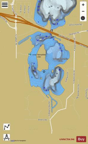 Lower Nemahbin Lake depth contour Map - i-Boating App