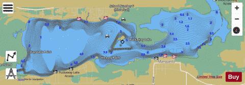 Puckaway Lake depth contour Map - i-Boating App