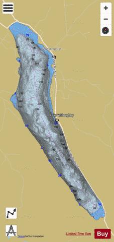 Lake Willoughby depth contour Map - i-Boating App