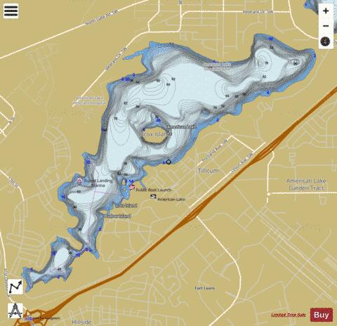 American Lake depth contour Map - i-Boating App