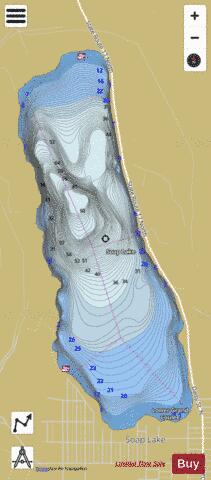 Soap Lake depth contour Map - i-Boating App