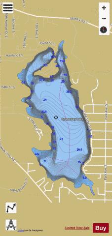 Spanaway Lake depth contour Map - i-Boating App