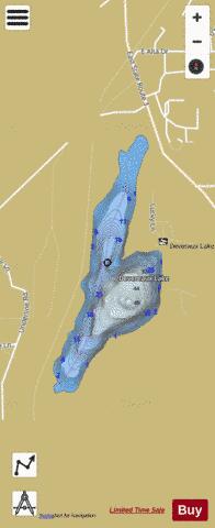 Devereaux Lake depth contour Map - i-Boating App