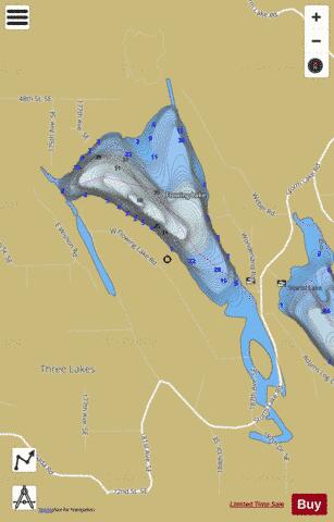 Flowing Lake depth contour Map - i-Boating App