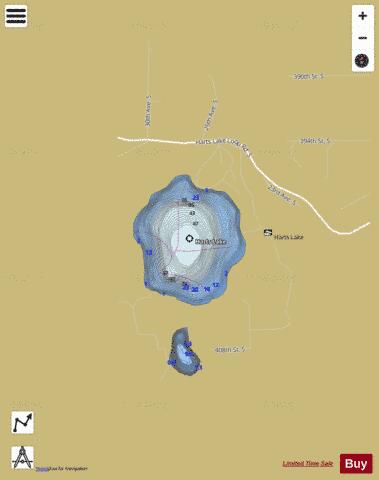 Harts Lake depth contour Map - i-Boating App