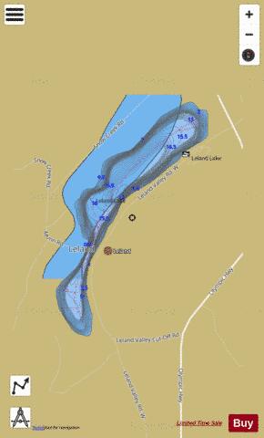 Leland Lake depth contour Map - i-Boating App
