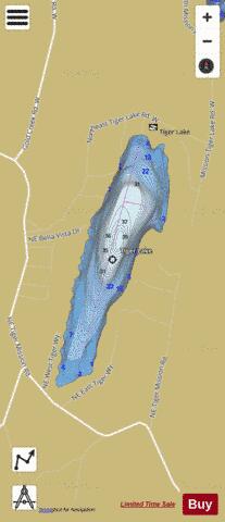 Tiger Lake depth contour Map - i-Boating App