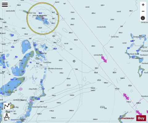 Coral Sea - Coral Sea - Cell 1 - (Eastern Approaches to Great North East Channel) Marine Chart - Nautical Charts App