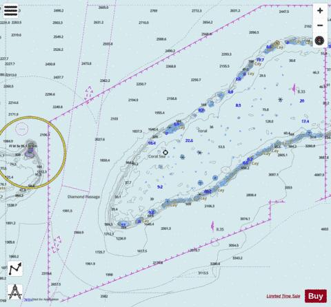 Coral Sea - Diamond Passage Including Lihou Reef Marine Chart - Nautical Charts App