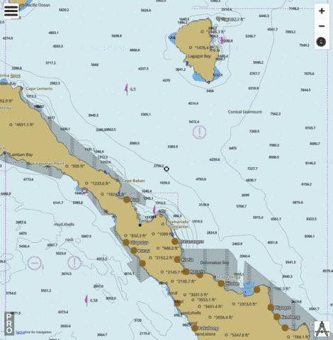 South Pacific Ocean - Cape Sena to Cape Lemeris inlcuding Lihir Island Marine Chart - Nautical Charts App