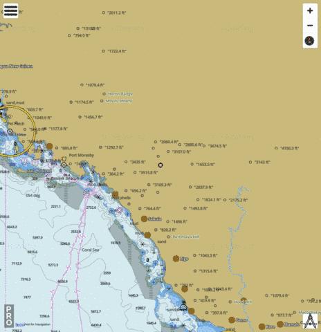 Coral Sea - Port Moresby to Roundhill Entrance Marine Chart - Nautical Charts App