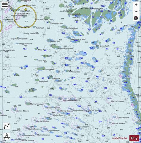 Australia - Queensland - Torres Strait - Dugong Island to Dove Islet (Great North East Channel) Marine Chart - Nautical Charts App