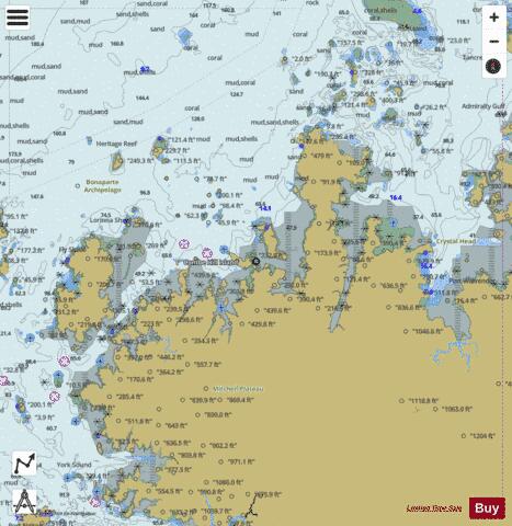Western Australia - Admiralty Gulf to York Sound Marine Chart - Nautical Charts App