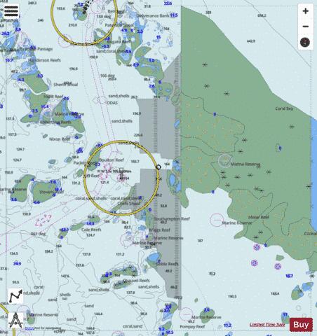 Great Barrier Reef - Hydrographers Passage Marine Chart - Nautical Charts App