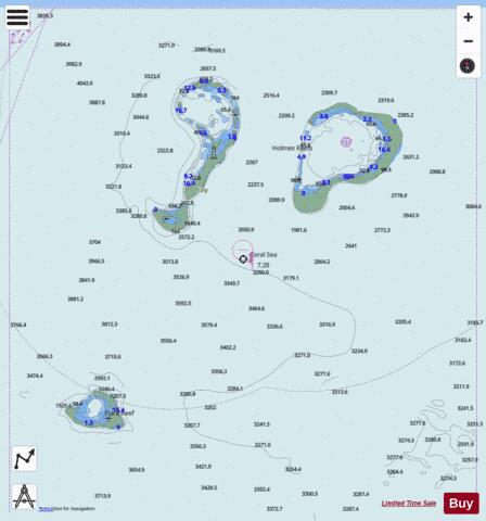 Coral Sea - Flora Reef and Holmes Reefs Marine Chart - Nautical Charts App