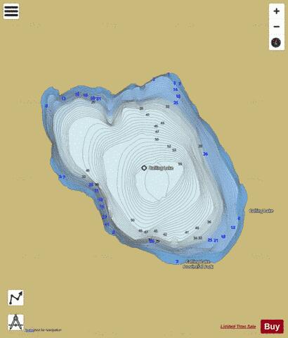 Calling Lake depth contour Map - i-Boating App