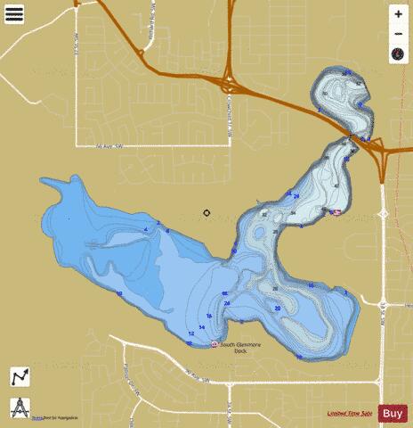 Glenmore Reservoir depth contour Map - i-Boating App