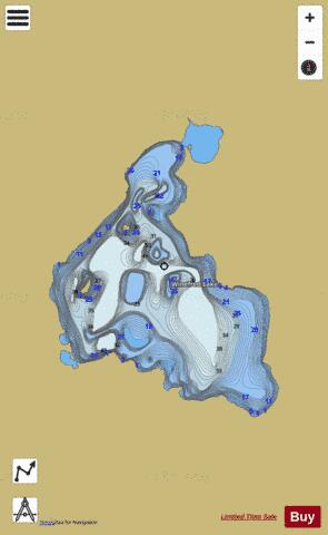 Winefred Lake depth contour Map - i-Boating App