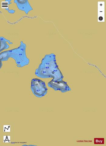 Dina Lakes (#3) depth contour Map - i-Boating App